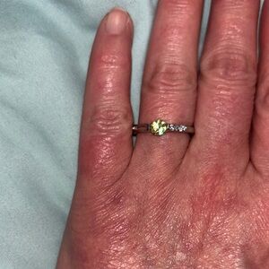 Elegant Yellow Gemstone Ring with Silver Band